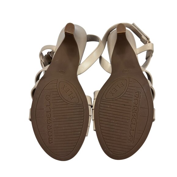 Marbella Womens Beige Strappy Heels Size 8M Open Toe Sandals With Buckle Strap - Picture 6 of 7